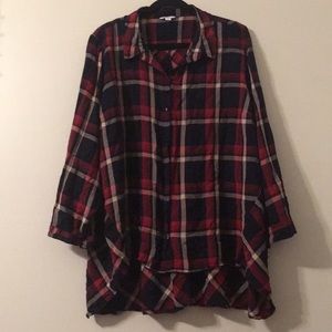 Plus size flannel style top